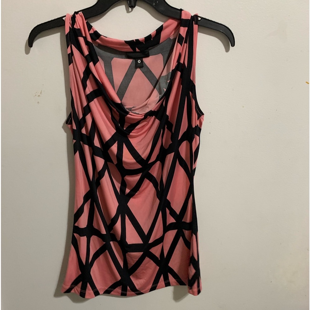 Worthington Patterned Dropped Neck Sleeveless Blouse- Sz M